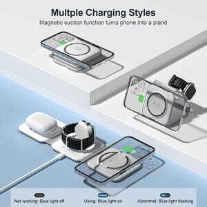 3 in 1 Portable Magnetic Wireless Charger Apple Charging Station Watch IPhone